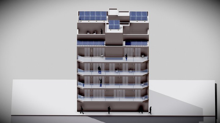 PANELES EN EDIFICIO 3D Model