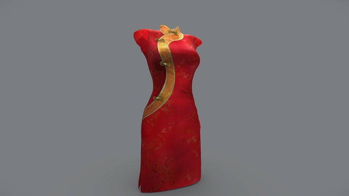 Female Cheongsam Dress 3D Model