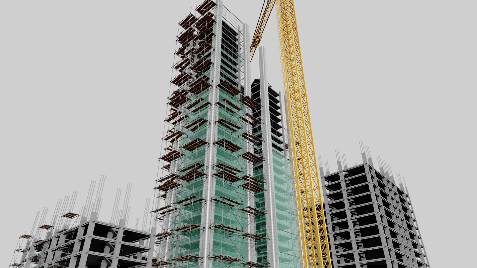 3D model 3D_Building_Construction - This is a 3D model of the 3D_Building_Construction. The 3D model is about a tall building with a tower.