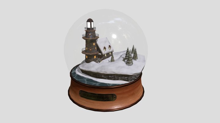 Christmas Snowglobe lighthouse PBR low poly 3D Model