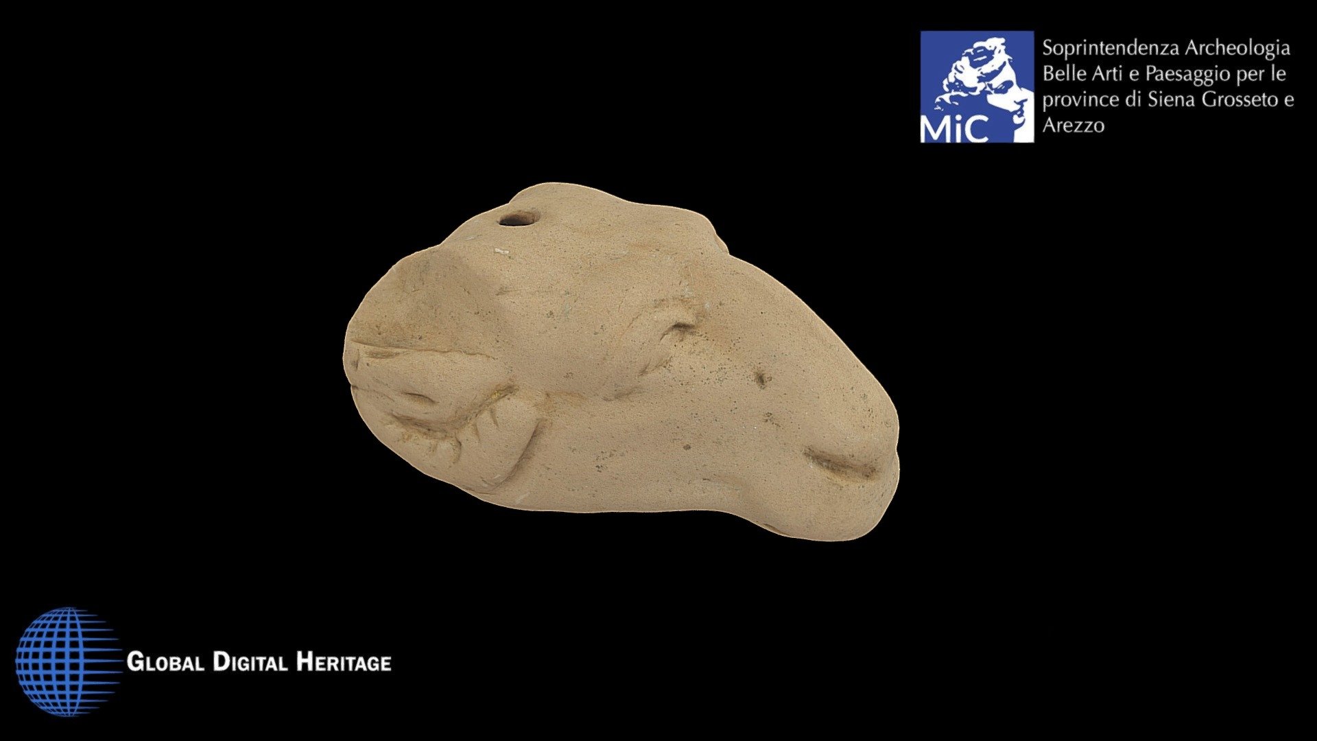 "Terracotta ram’s head, Tumulus of Molinello