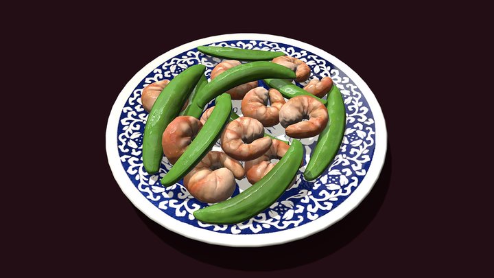 Asia Food Sweet Bean Shrimp 3D Model