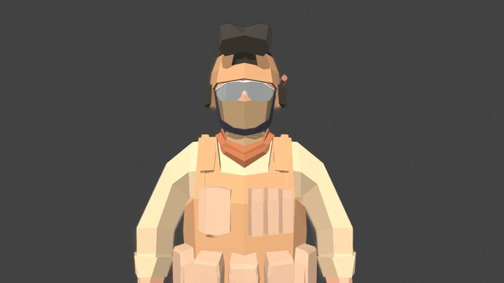Low Poly Solider Character 3D Model