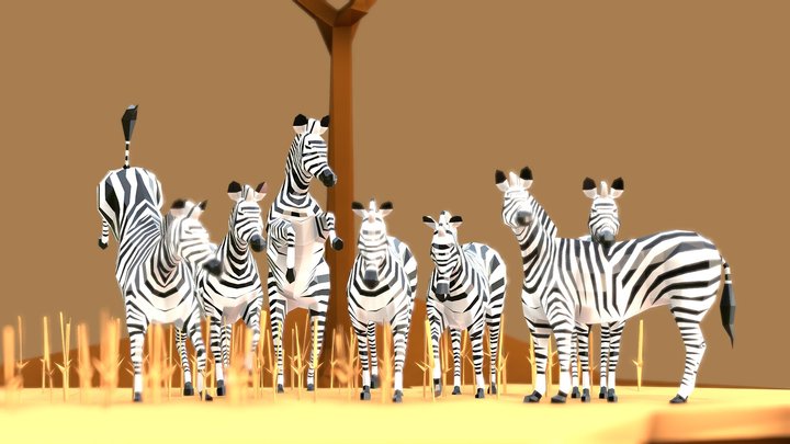 Zebras 3D Model