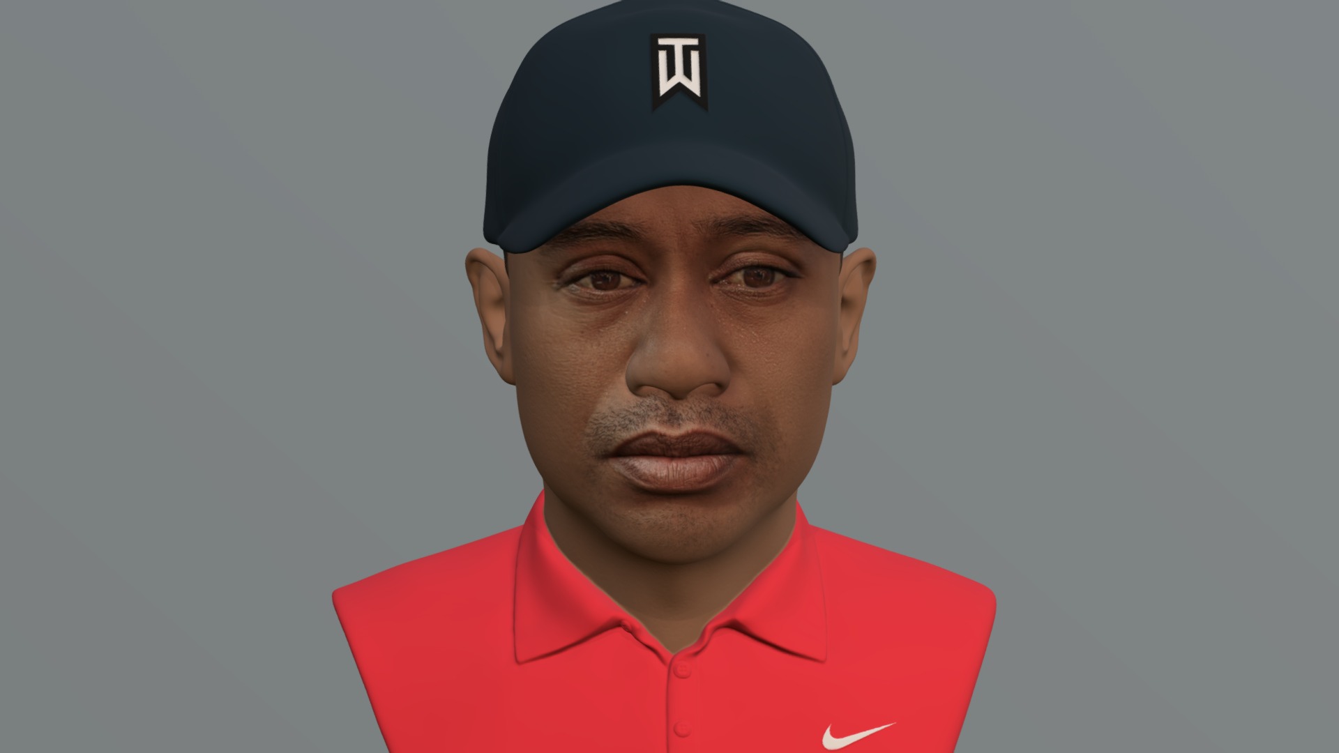 3D model Tiger Woods bust for full color 3D printing - This is a 3D model of the Tiger Woods bust for full color 3D printing. The 3D model is about a man wearing a hat.