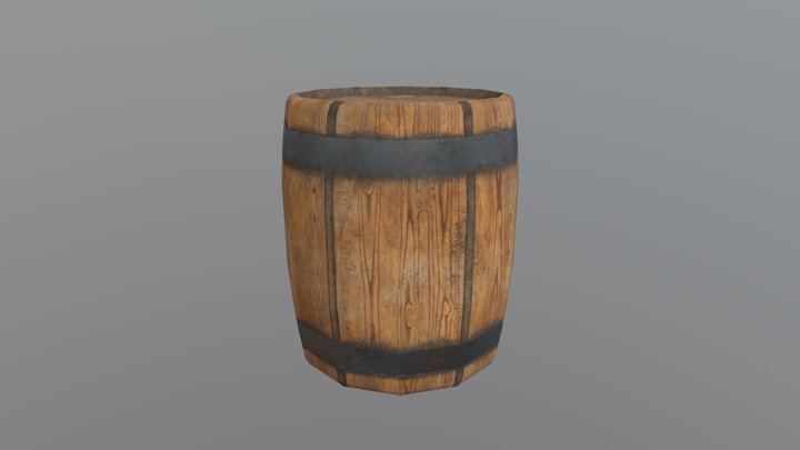 High to Low Poly Bake Barrel 3D Model