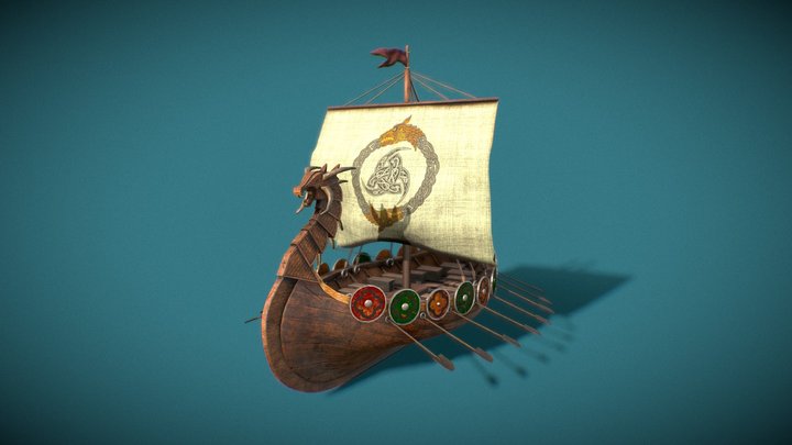 Stlized Viking Ship 3D Model