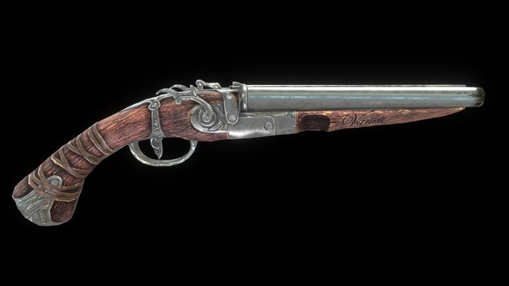 Sawed-off shotgun( Fantasy) 3D Model