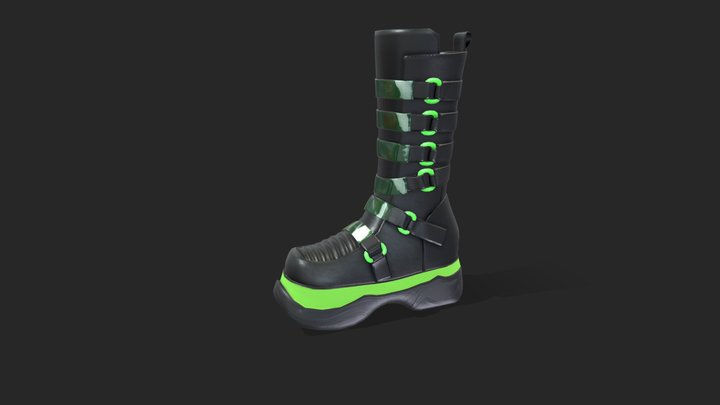 Neon Neptune High Platform Flat Boots 3D Model