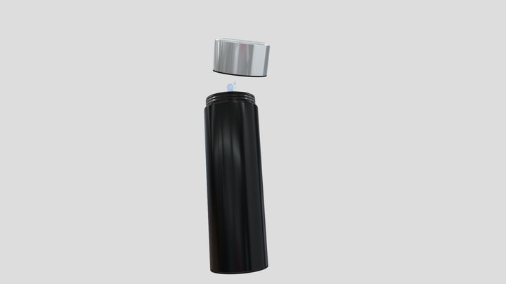 Low Poly Sleek Stainless Steel Water Bottle 3D Model