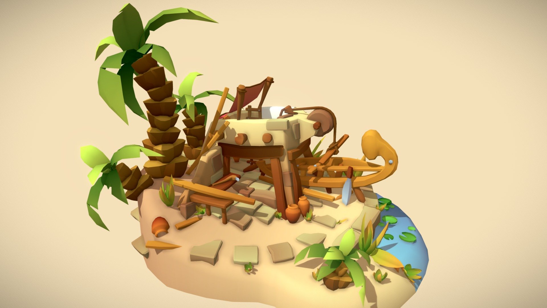 Egyptian Boat Builder - DAE Villages — Sketchfab embed 3D viewer
