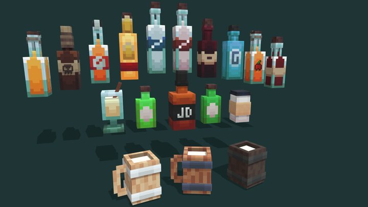 Alcoholic drinks 3D Model