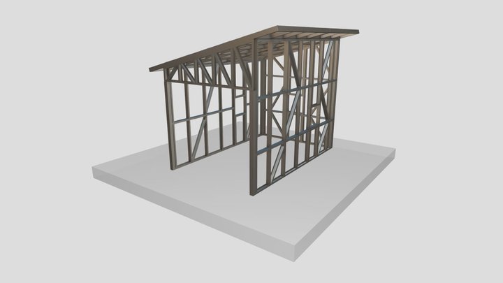 Мангальная зона, Мирный 9,75 кв,ЛСТК, Металл 3D Model
