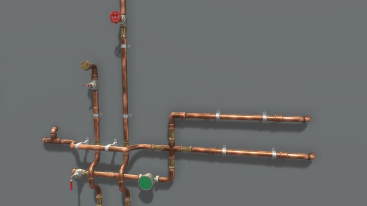 Copper Water Pipes 3D Model