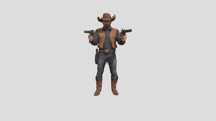 cowboy with revolver 3D Model