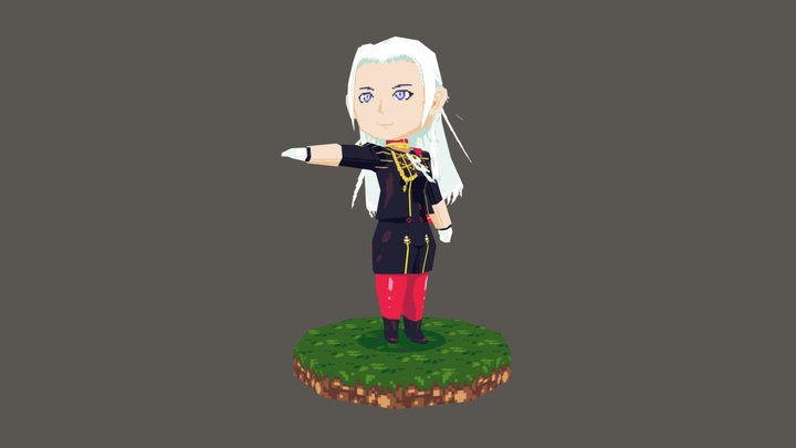 Edelgard - Lowpoly Pixelart 3D Model