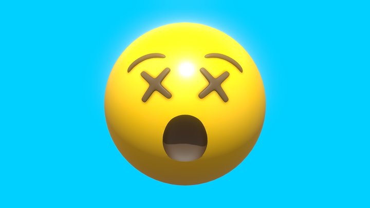 Faint or Dead Face Emoticon Emoji or Smiley 3D Model