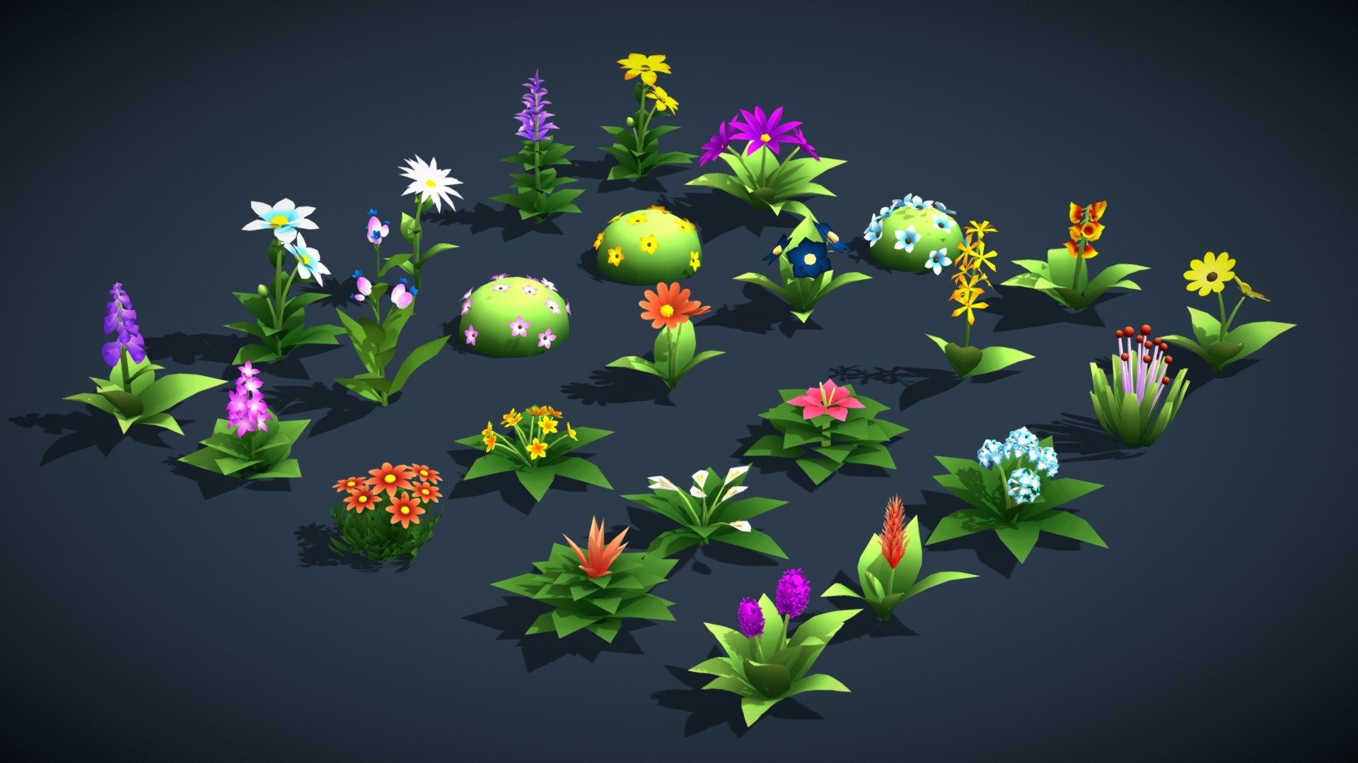 Stylized Lowpoly Flowers 25+ Assets Pack Vol-2 - Buy Royalty Free 3D ...