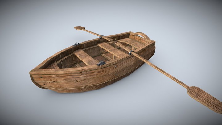 Fishermans boat PBR low-poly game ready Low-poly 3D Model