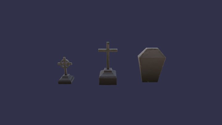 Set of stylized graves 3D Model