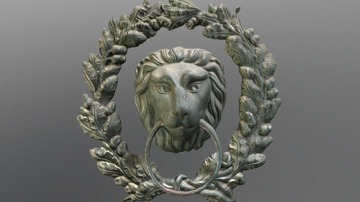 Lion head door knob doorknob patina 3D Model