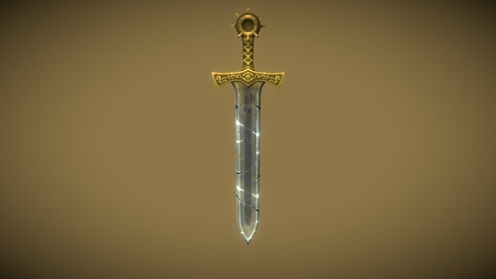 Runed Golden Sword 3D Model