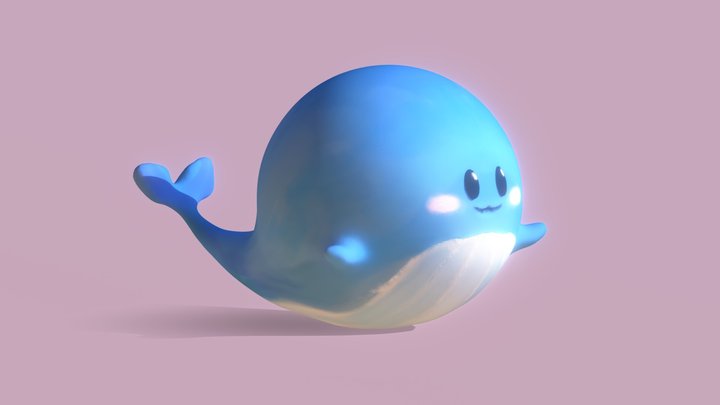 Cute whale for school 3D Model