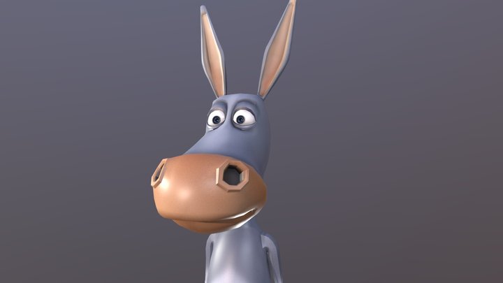 Stylized Cartoon Rigged Donkey 3D Model