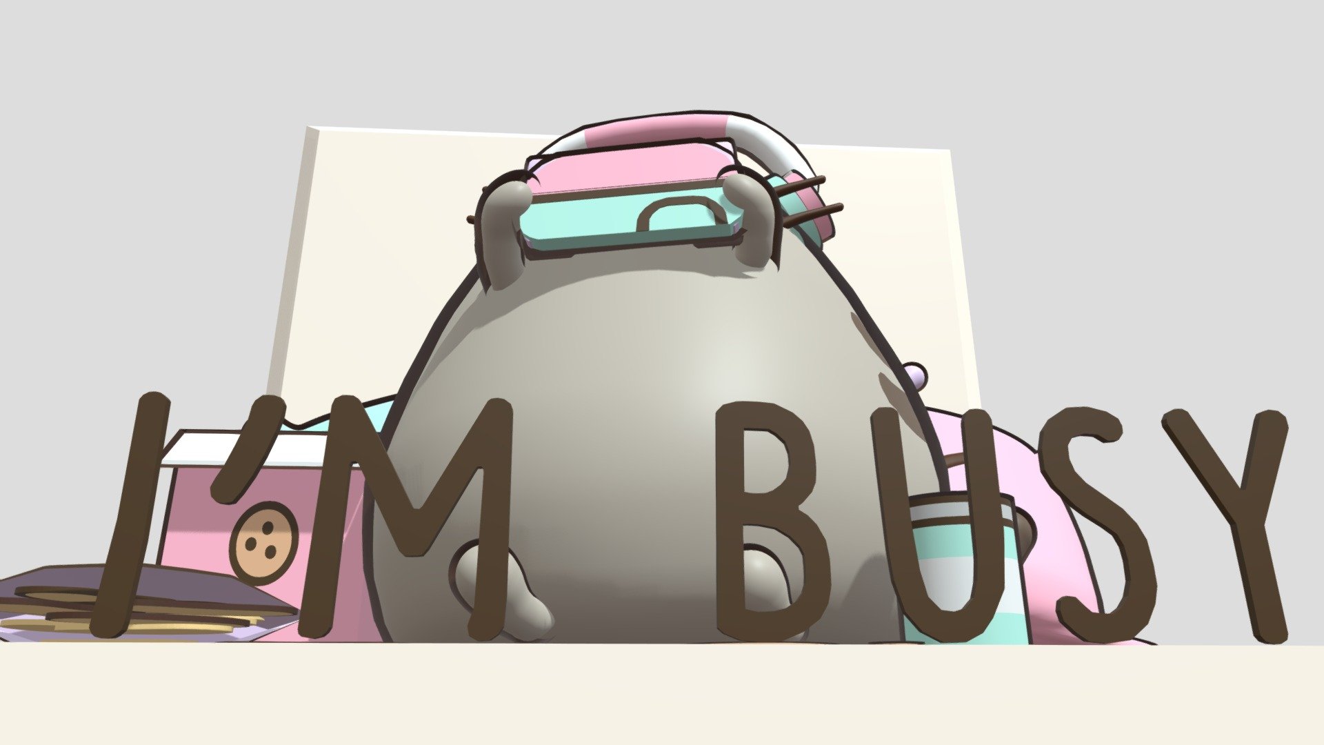 Pusheen - ' I'm busy ' - Download Free 3D model by Denki Kaminari ...