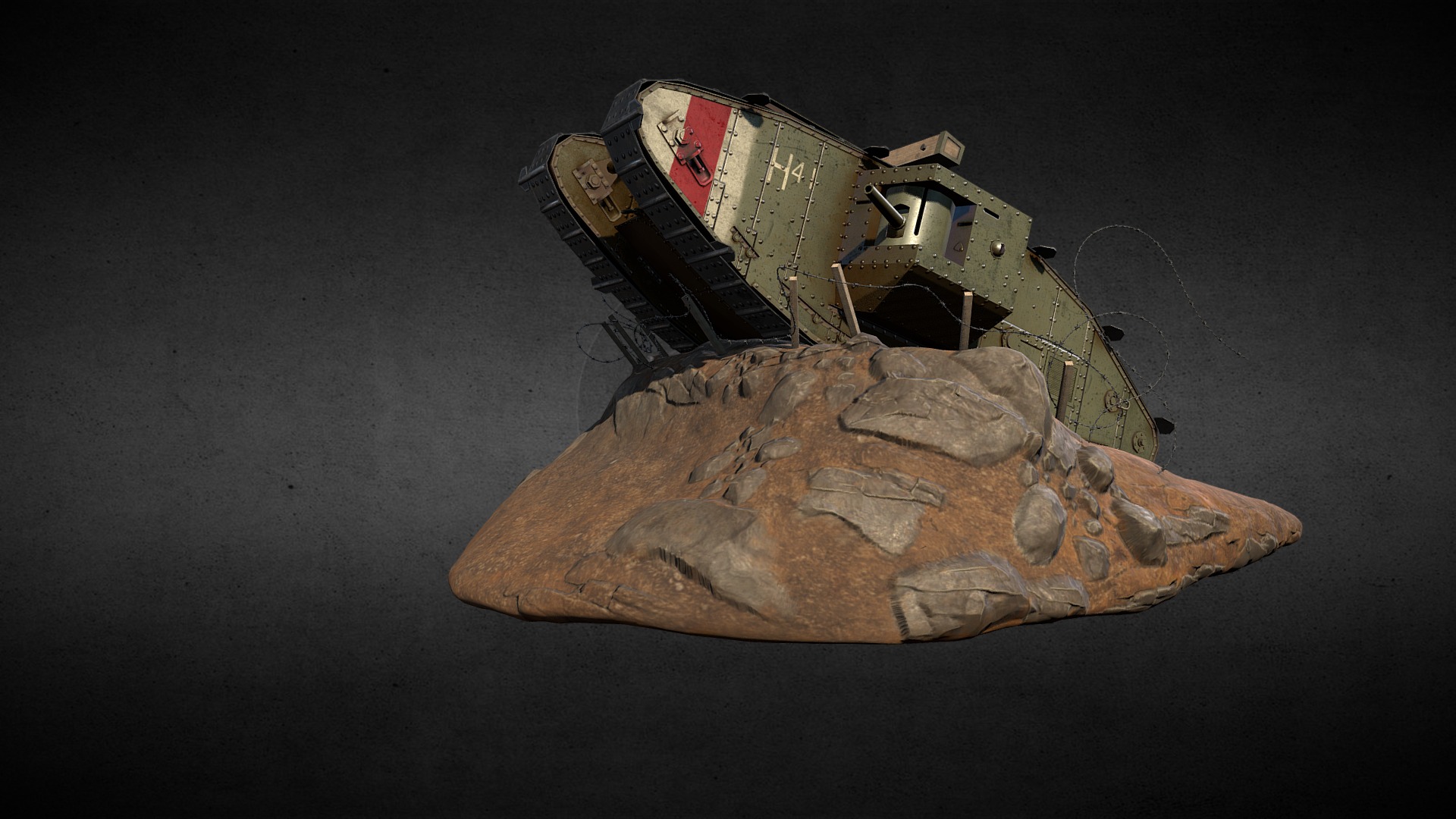 3D model World War 1 Mark V Tank  V2 - This is a 3D model of the World War 1 Mark V Tank  V2. The 3D model is about a piece of metal.