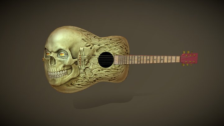 SkullBone Guitar  (Rust) 3D Model