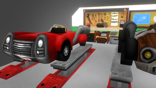 Toon Auto-Repair Shop 3D Model