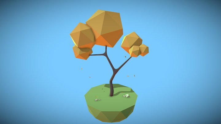 Low Poly Early Autumn Tree 3D Model