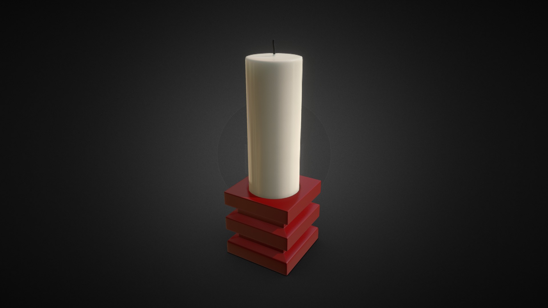 3D model Modern Square Candle Holder With Candle - This is a 3D model of the Modern Square Candle Holder With Candle. The 3D model is about a candle on a red surface.