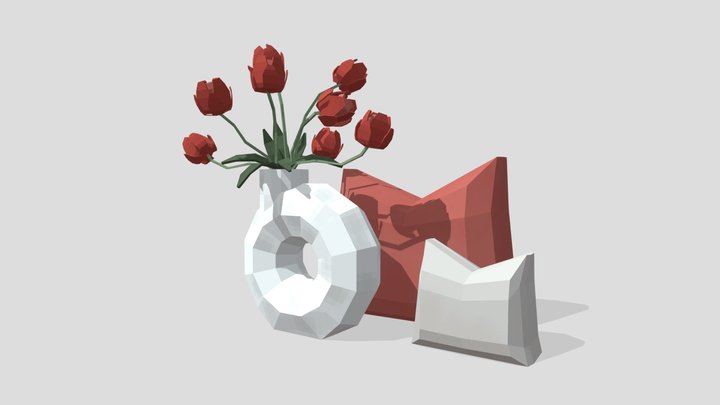 Vase of Tulips 3D Model