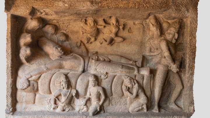 ANANTHA SAYANA PANEL @ Mamallapuram Cave Temple 3D Model
