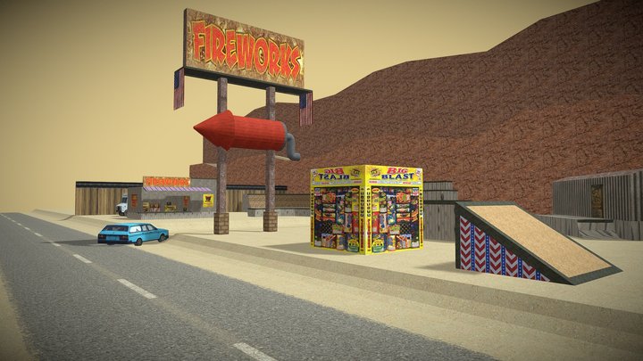 "Roadside Fireworks" Skatepark 3D Model