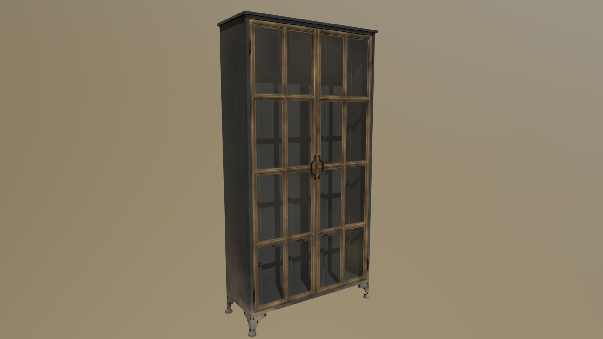 3D model Old Bookcase - This is a 3D model of the Old Bookcase. The 3D model is about a window with bars on it.