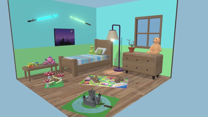Childhood Bedroom Environment 3D Model