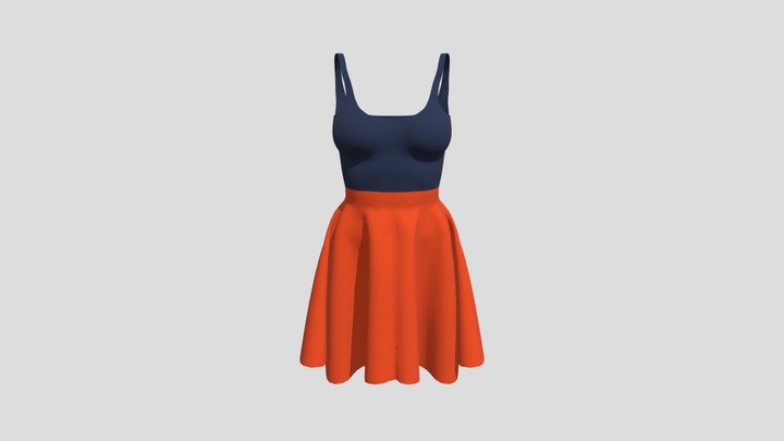Low Poly Female Skirt Dress 3D Model