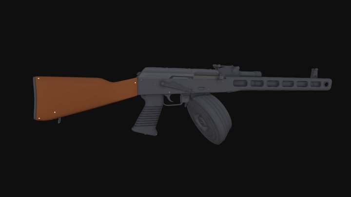 AK-47 + PPSh-41 = AKSh-88 3D Model