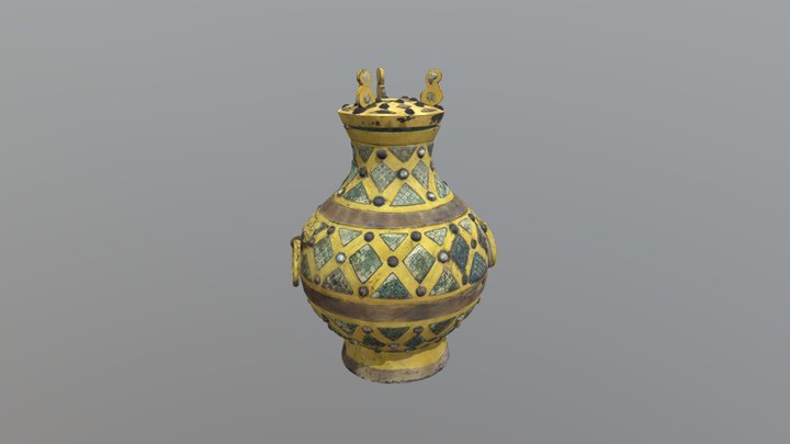 中国鎏金银乳钉纹铜壶 3D Model
