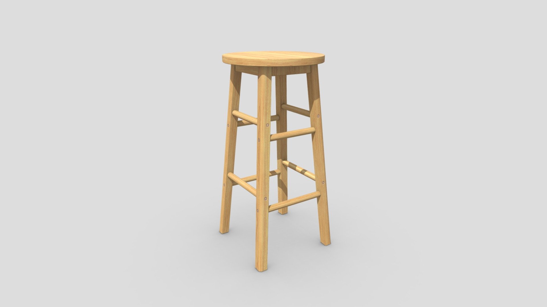 solid wood round bar stool Buy Royalty Free 3D model by interior