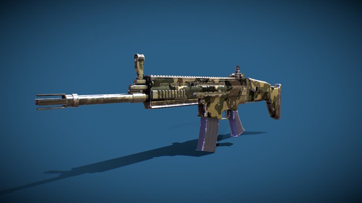 GUN SCAR FN camouflage paint 3D Model
