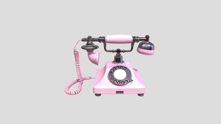 Pink Vintage Rotary Telephone Retro Desk Phone