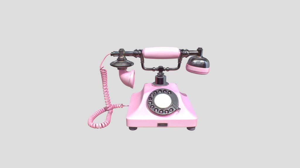 Pink Vintage Rotary Telephone Retro Desk Phone