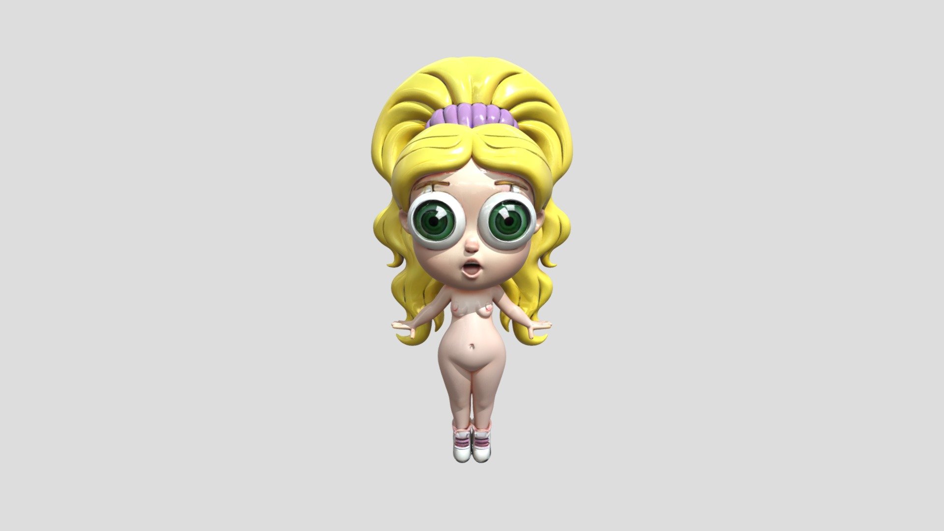 cartoon girl with yellow hair — Sketchfab embed 3D viewer