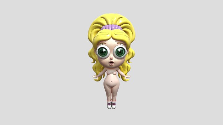 cartoon girl with yellow hair 3D Model