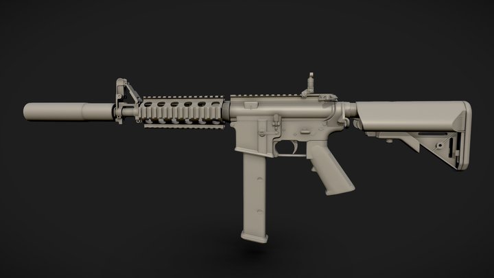 M4a1 colt 9mm 3D Model