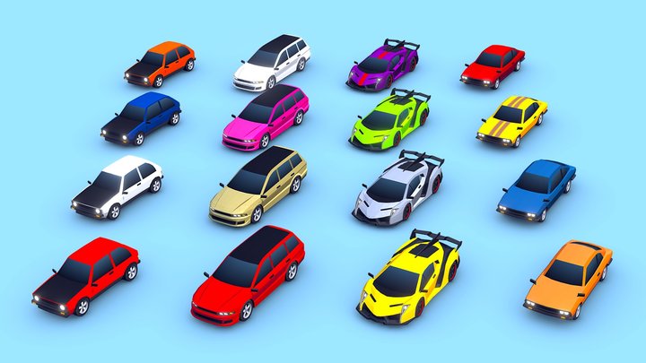 #May2023, Low Poly Cars - Mega Pack 3D Model